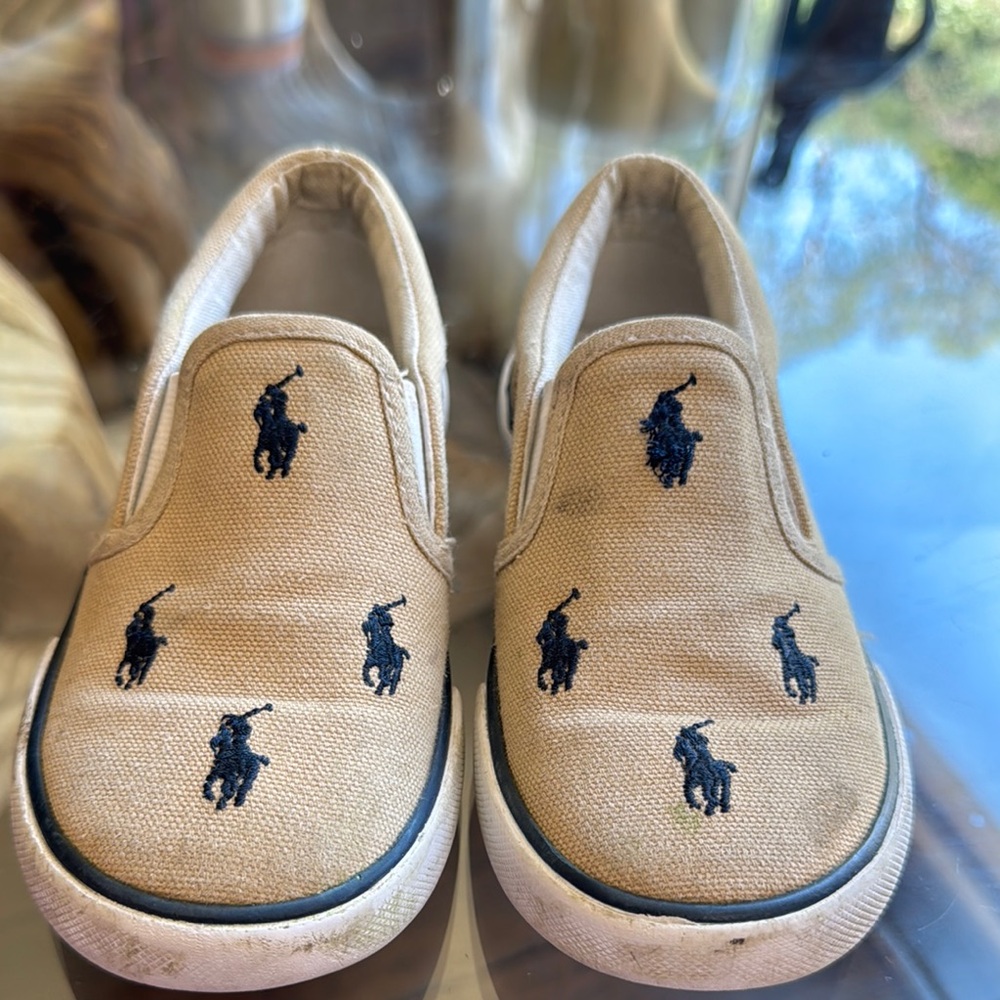 Polo by Ralph Lauren Tan and Black Sneakers Slip-On Style